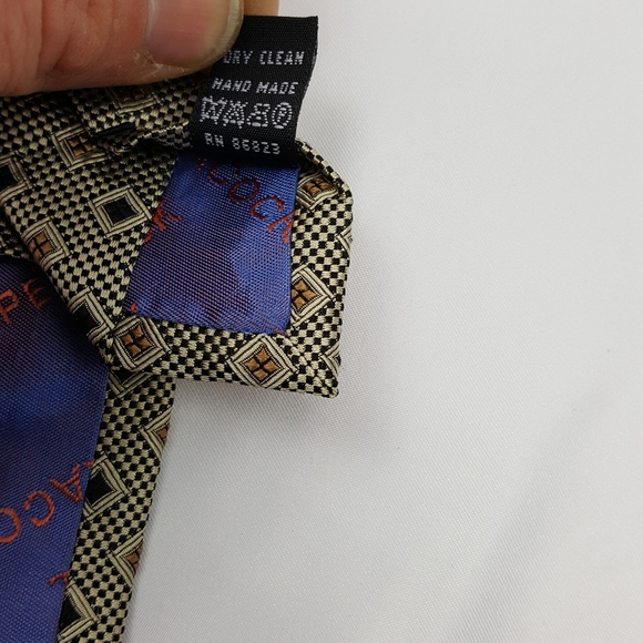 Peacock Blue and Gold executive silk TIE - Picture 4 of 8